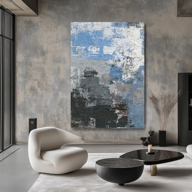 Reflections Hand Painted Abstract Vertical Canvas Wall Art 47x31 Inch