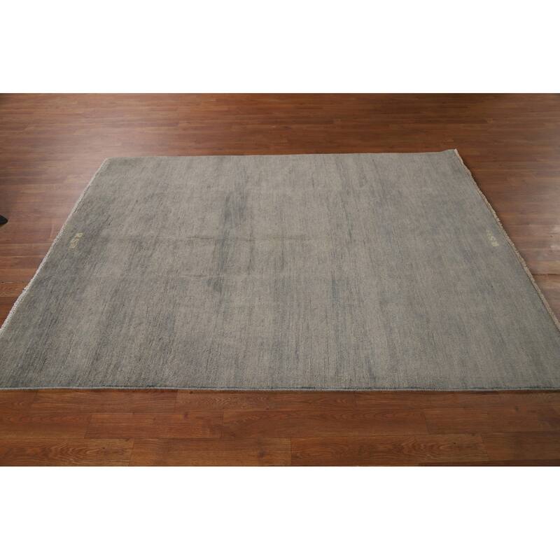 Stripe Gray Modern Gabbeh Oriental Rug Hand-Knotted Wool Carpet - 4'11" x 6'6"