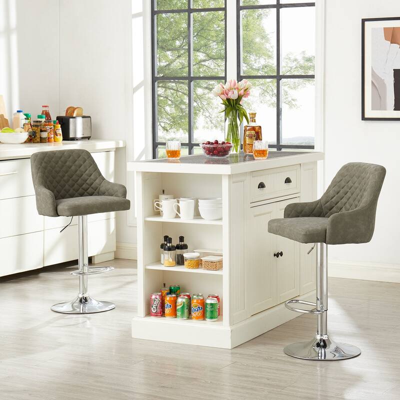 Barstools Set of 4 Counter Height Bar Stools Adjustable Stools with Back and Arm Kitchen Island Stools Swivel Bar Chairs