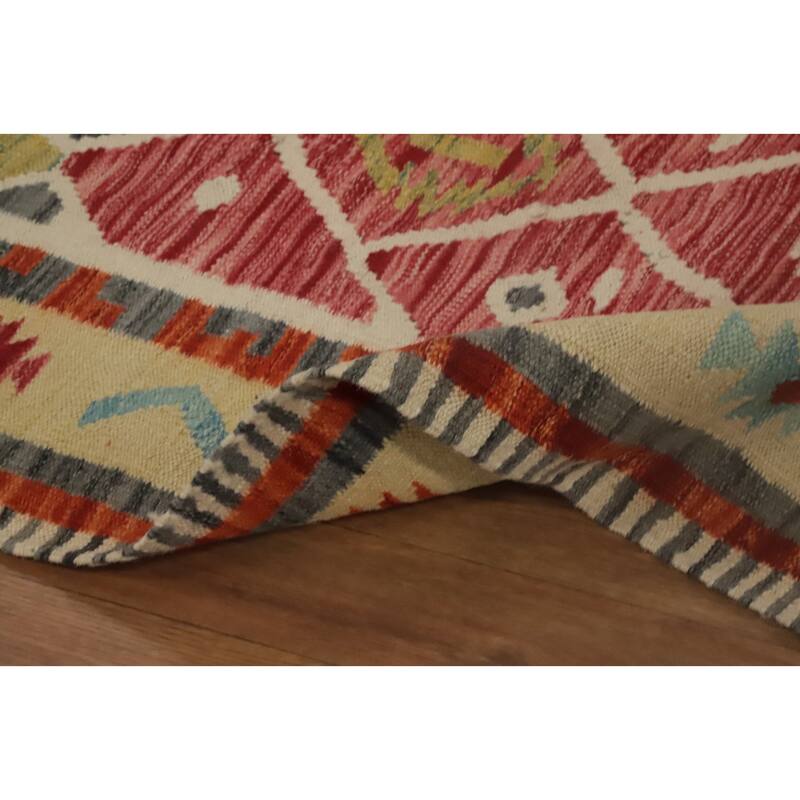 Hand Woven Oriental 100% Wool Carpet Southwestern Tribal Multi-Colored Kilim Runner Rug - 11' 8'' X 2' 8''