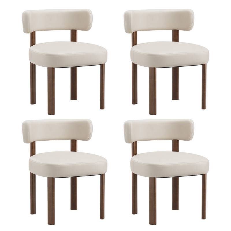 Modern Upholstered Dining Chairs with Solid Wood Legs Ergonomic Backrest - Set of 2