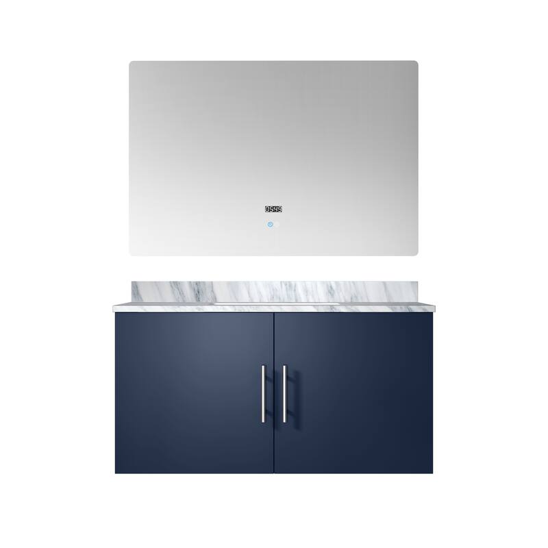 Geneva Bath Vanity with Carrara Marble Top, Sink & Mirror