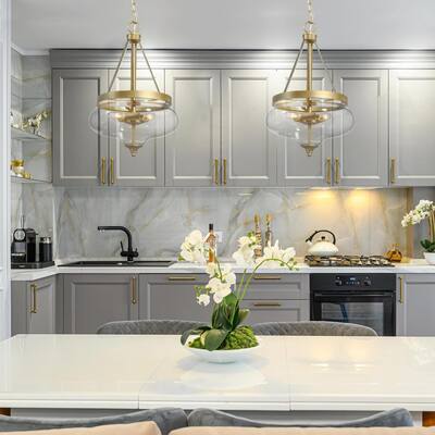 Rella 3-Light Modern Glam Glass Pendant Lights Teardrop Glass Island Chandelier Adjustable Lights