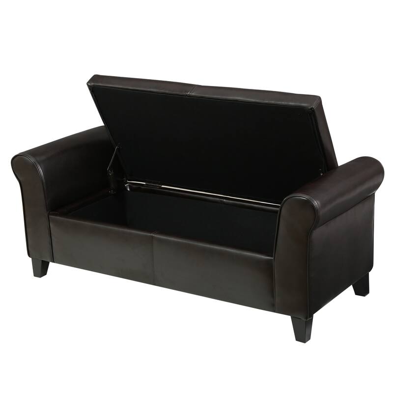 Roomfitters Upholstered Storage Bench Ottoman with Hidden Compartment, Tufted Entryway Bedroom Bench