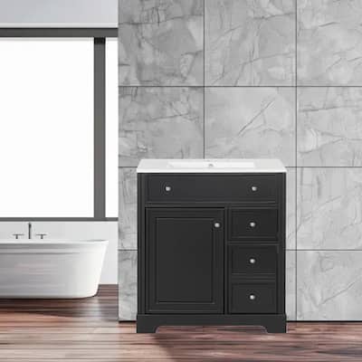 30" Freestanding Bathroom Vanity with Sink, Cabinet & Two Drawers, Water-Resistant Painted Finish