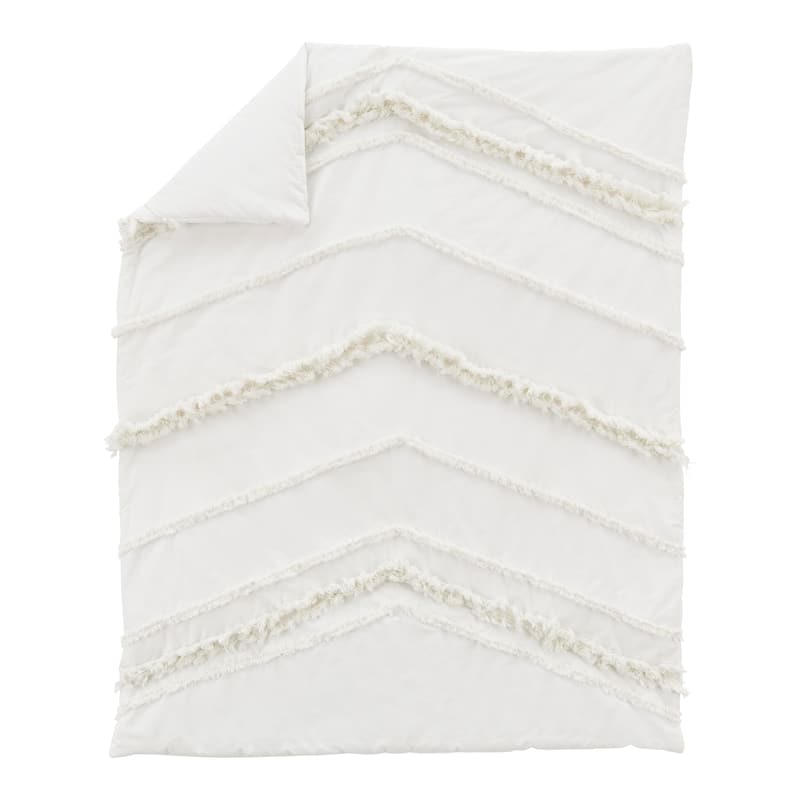 Ivory Gender Neutral Boho Bohemian Collection Girl Boy 4pc Nursery Crib Bedding Set - Off White Farmhouse Chic Fringe Cotton