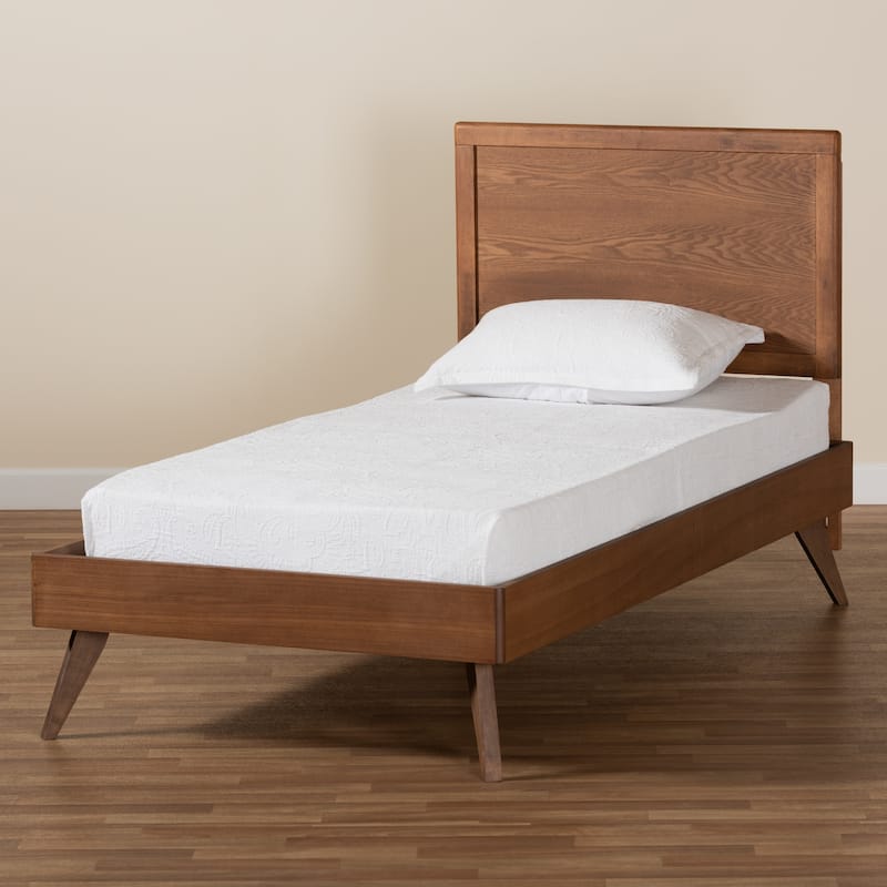 Jiro Mid-Century Modern Walnut Finished Wood Twin Size Platform Bed