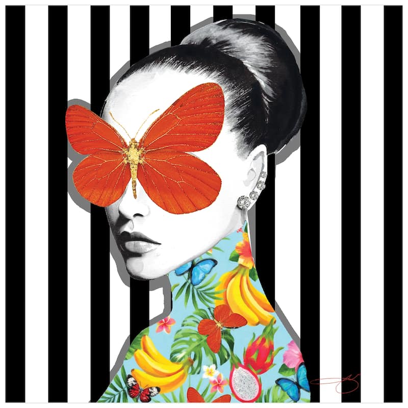 "Beautiful Women & Flowers" Frameless Tempered Glass Graphic Wall Art