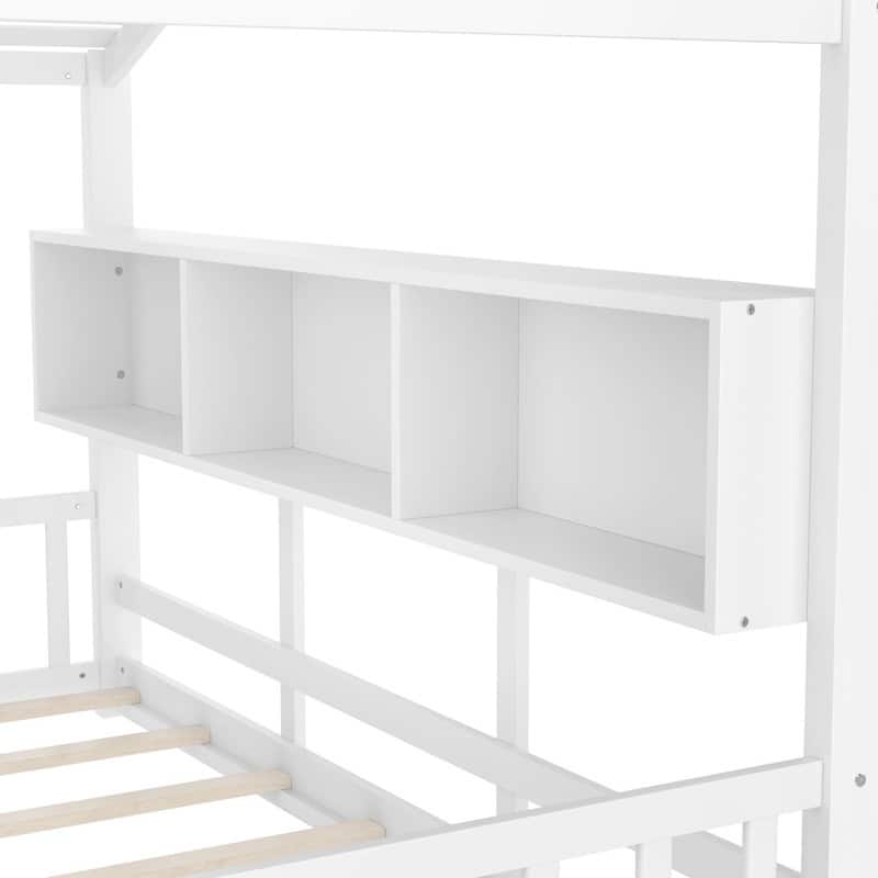 Floor House Bed with Storage Shelf for Toddler
