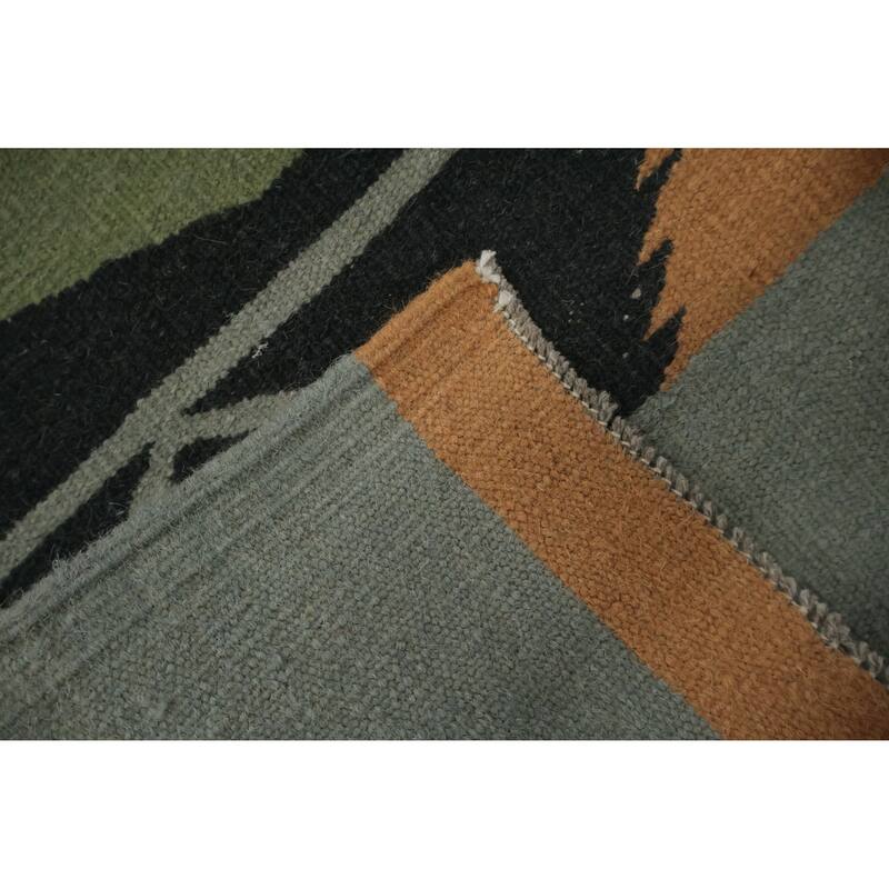 Hand Woven Oriental 100% Wool Carpet Southwestern Tribal Greys & Charcoal Kilim Area Rug - 12' 0'' X 12' 0''