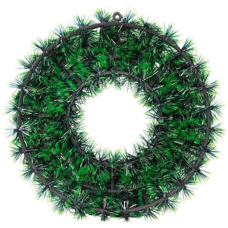 Tinsel Artificial Christmas Wreath with Ornaments and Bow - 17" - Unlit