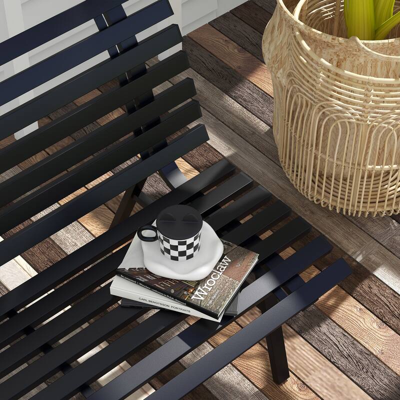 Outsunny 48.5" Garden Bench, Outdoor Patio Bench, Lightweight Aluminum Park Bench with Slatted Seat
