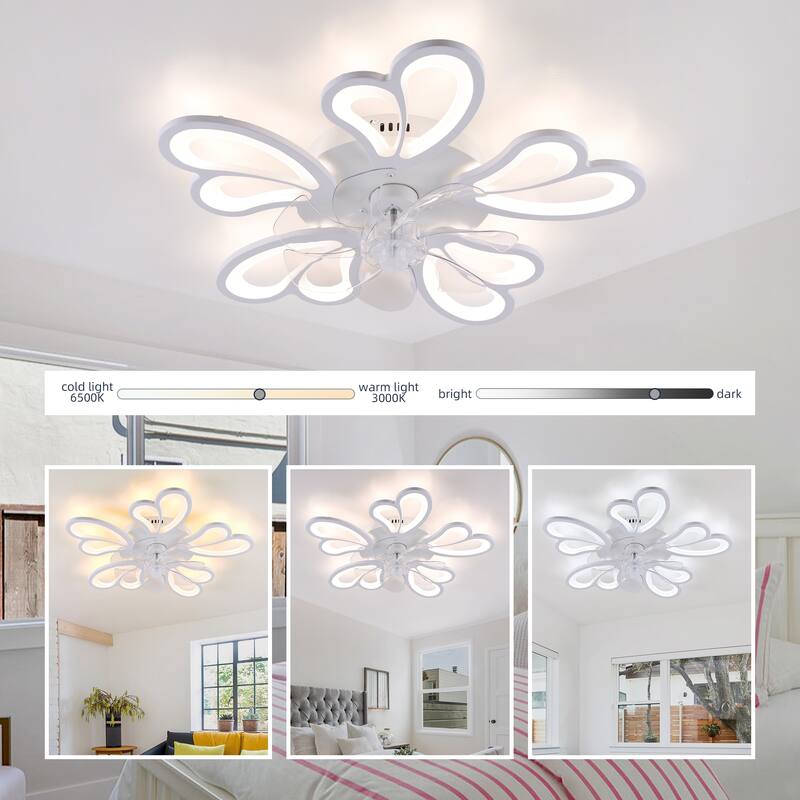 22 in. Flush Mount Indoor Ceiling Fan with Dimmable LED Light, Remote Control and Reversible DC Motor