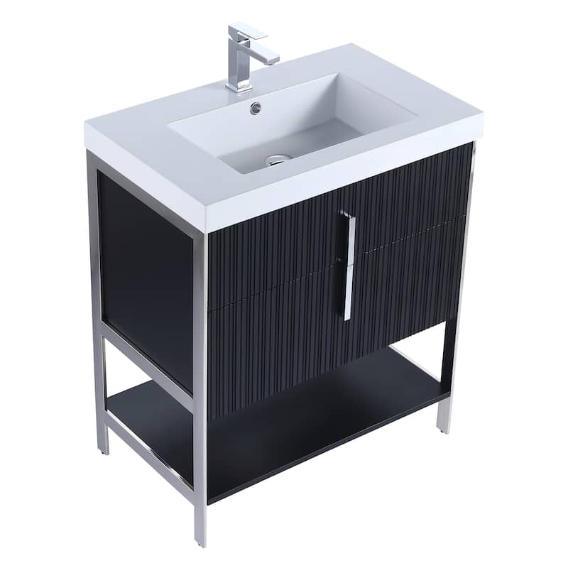 Fine Fixtures Serenity Modern Bathroom Vanity with White Gel Acrylic Top