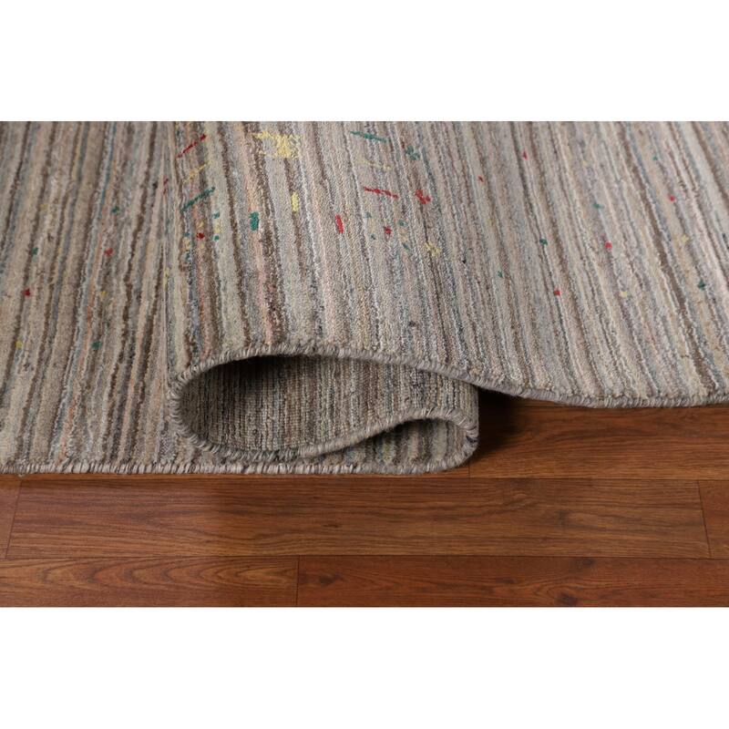 Earth Tone Gabbeh Indian Area Rug Handmade Tribal Wool Carpet - 5'0" X 7'10"
