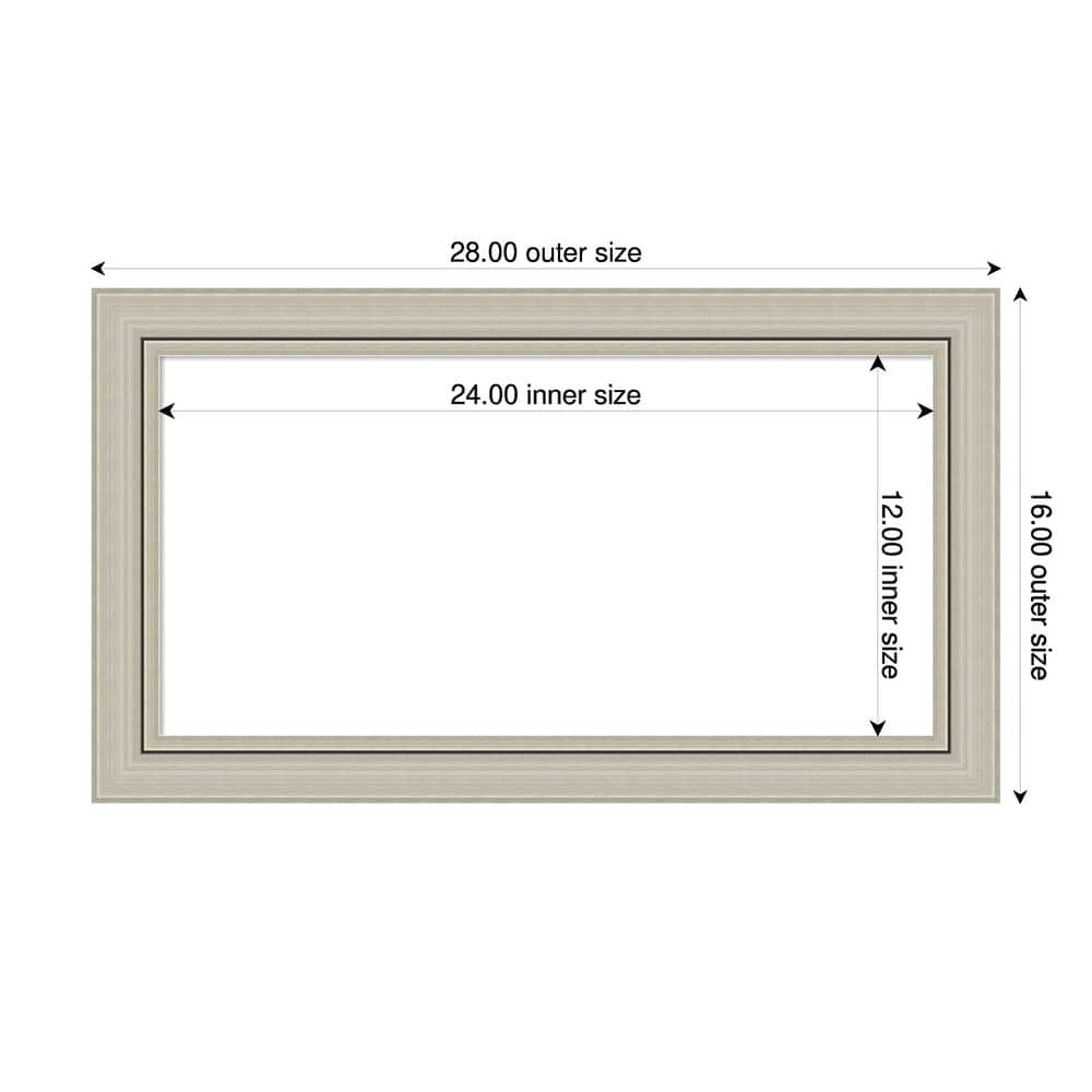 Amanti Art Romano Silver Narrow Framed Dry Erase Magnetic Board