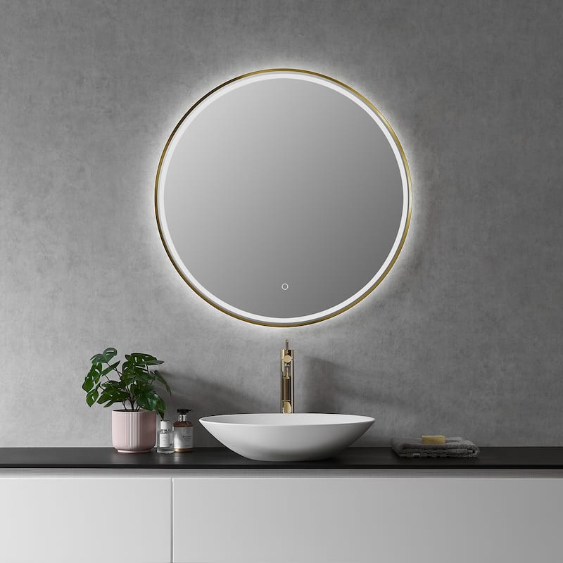 Altair Palme Round Framed Bathroom LED Lighted Wall Mirror
