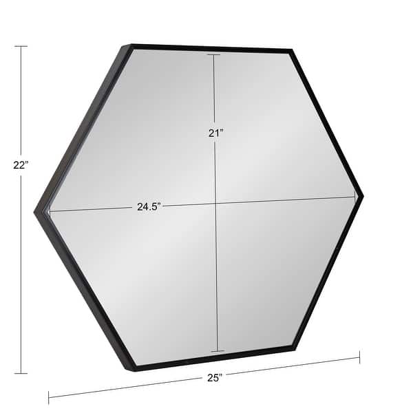 dimension image slide 2 of 8, Kate and Laurel Rhodes Framed Mid-century Hexagonal Wall Mirror