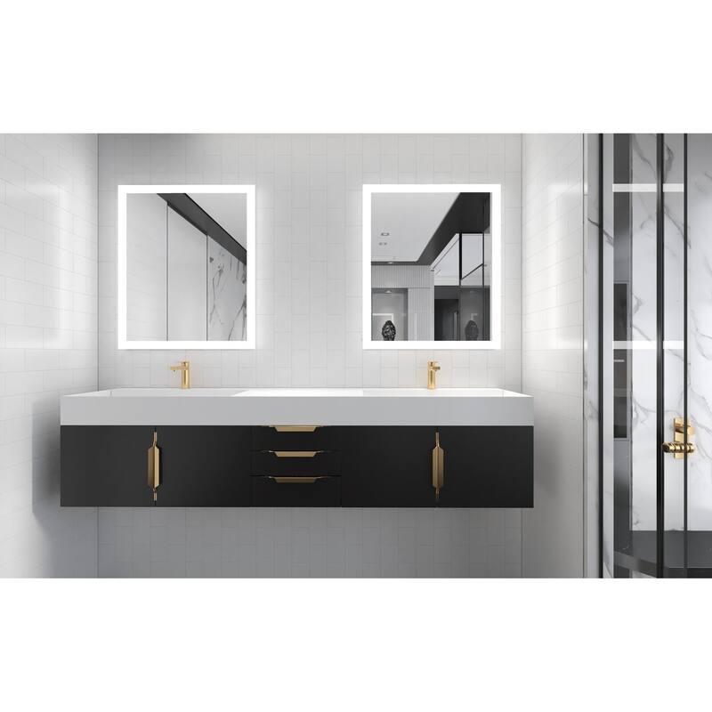 Amazon 84" Wall Mounted Double Bathroom Vanity Set w/ White Top
