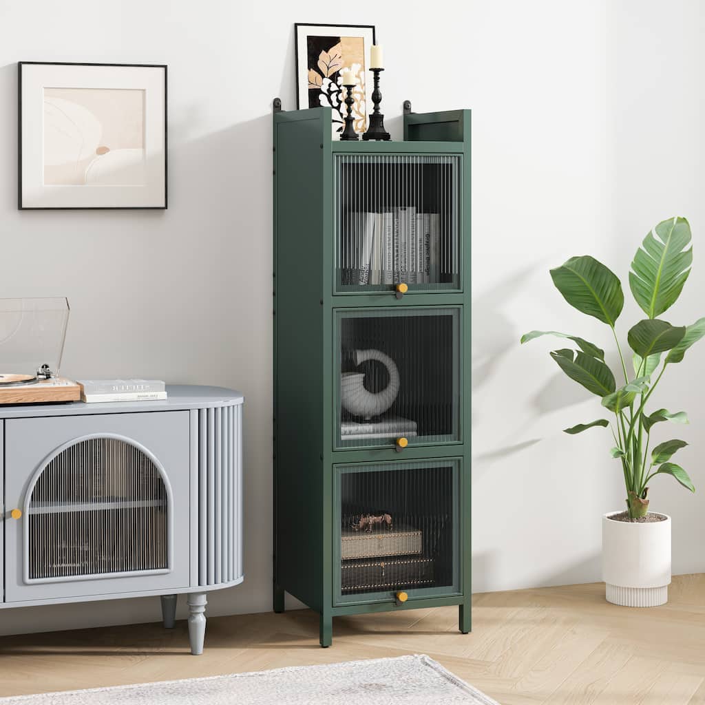 Modern Glass Door Cabinet with Storage