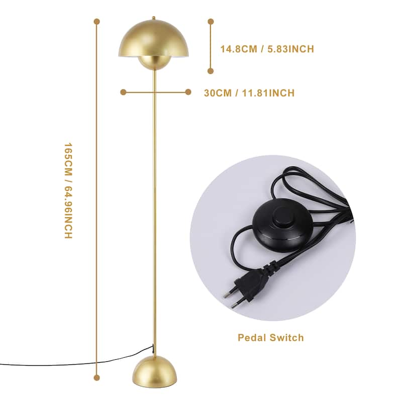 Industrial Metal Shade White/Black/Gold Floor Lamp with Foot Switch Modern Tall Standing Lamp for Living Room