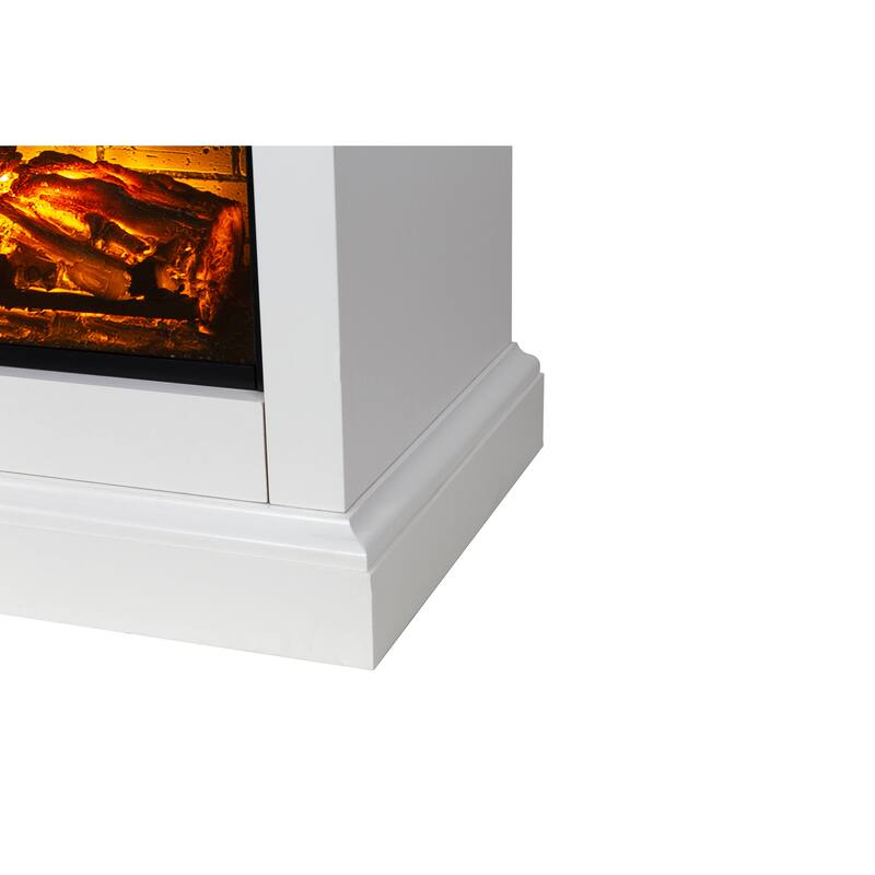 Pleasant Hearth Wynford 55 in. TV Stand with Electric Infrared Fireplace White Finish - 55 inches