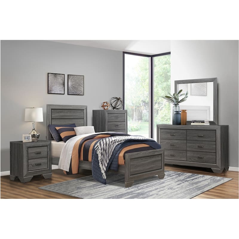 Valli 3 Piece Gray Modern Panel Bedroom Set - Queen
