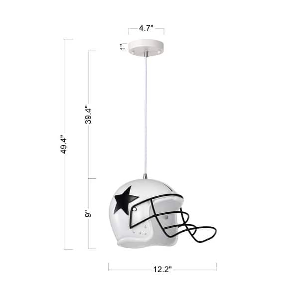 Polaris 1-Light White Helmet Pendant Light with Resin Shade for Kids