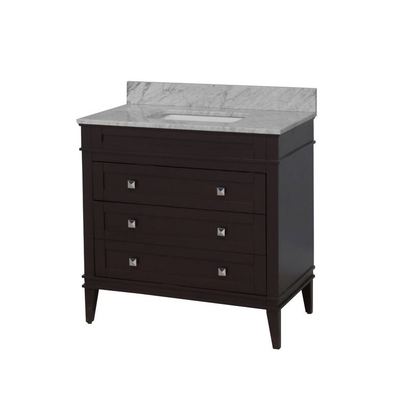 KitchenBathCollection Eleanor 36" Bathroom Vanity with Carrara Marble Top