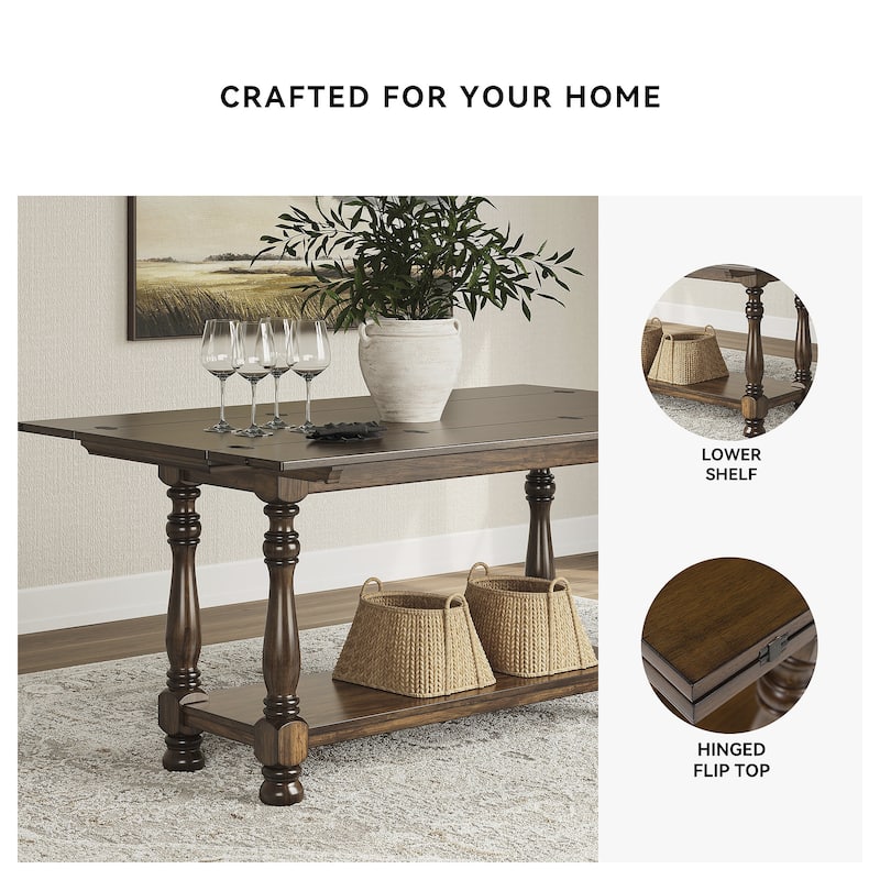 Signature Design by Ashley Sturlayne Brown Flip Top Sofa Table - 60" W x 19" D x 30" H