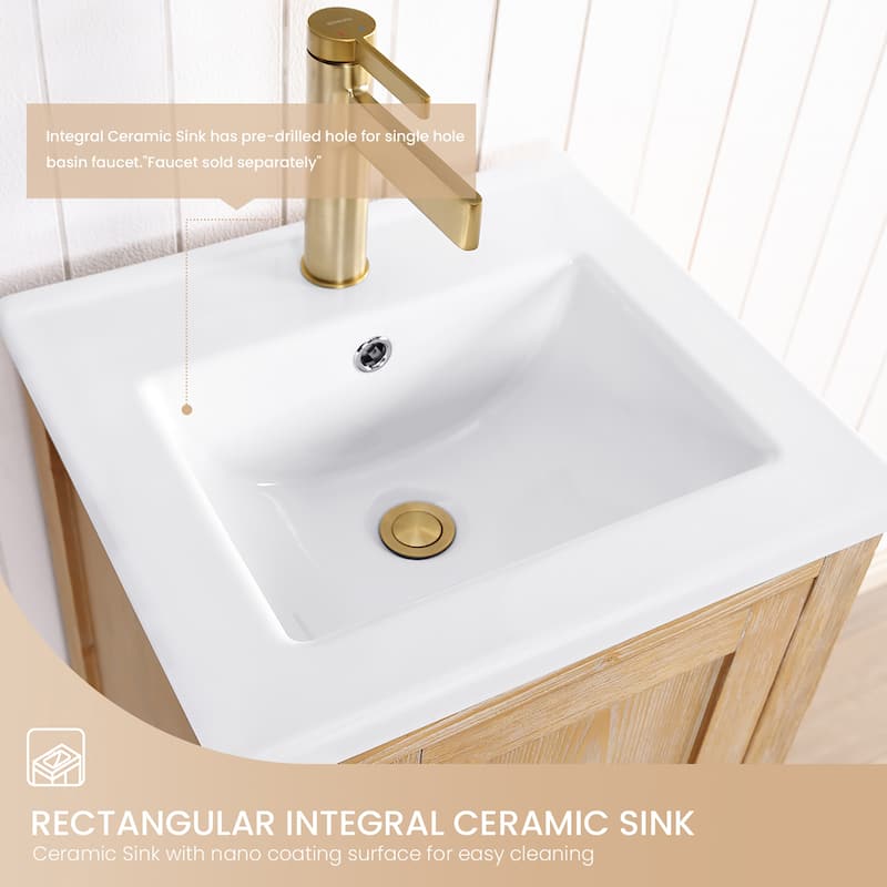 Gela Single Bath Vanity with Ceramic Basin Top and Mirror