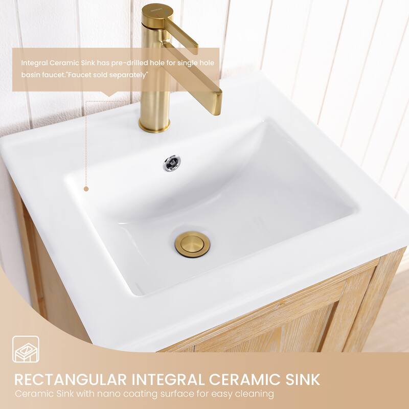 Gela Single Sink Bath Vanity with Drop-In Ceramic Basin without Mirror