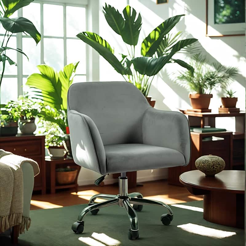 VANITII Accent Chair Swivel Vanity Chair Office Desk Chair With Wheels Modern Height Adjustable Pink/Grey/White - Grey