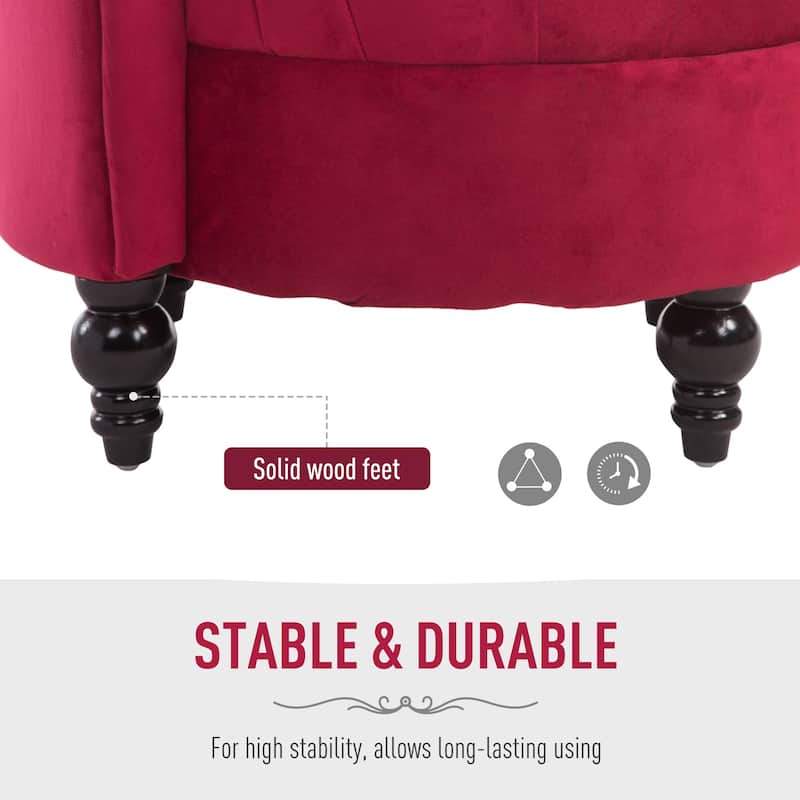 Silver Orchid Hayworth 45" Tufted High Back Red Velvet Accent Chair