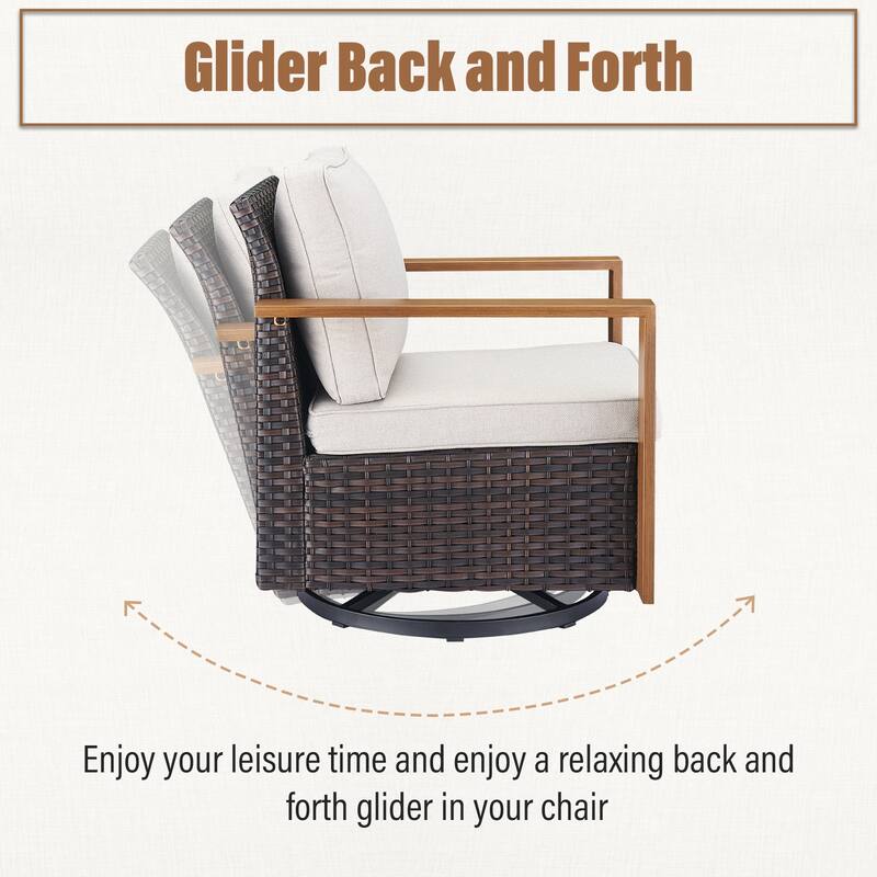 Gymojoy Outdoor Swivel Gliders Rocker Chairs with Ottomans