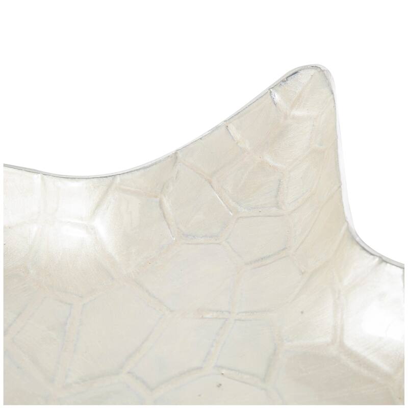 White or Teal Aluminum Metal Handmade Textured Enameled Starfish Decorative Bowl with Silver Base (Set of 3)