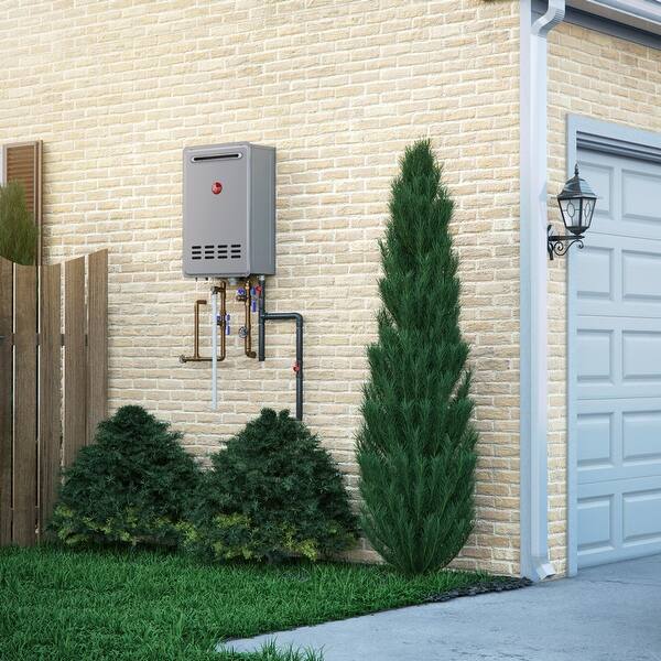 Shop Rheem Non Condensing 7 0gpm Outdoor Natural Gas Tankless Water Heater 14x10x26 Overstock 30897302