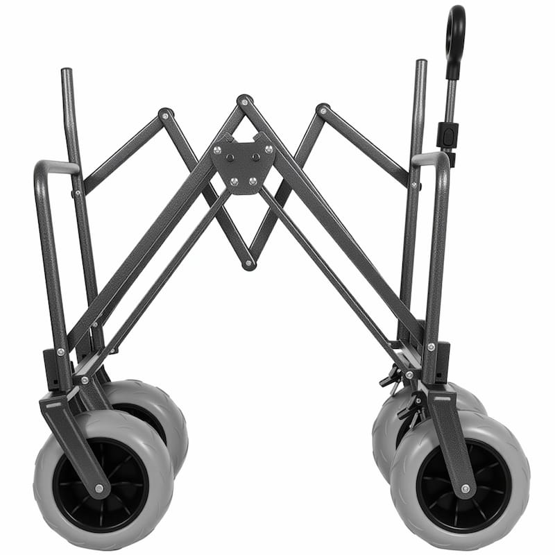3-in-1 Folding Wagon with Bench Seat - 500lbs Capacity, 9"x4" Beach Tires