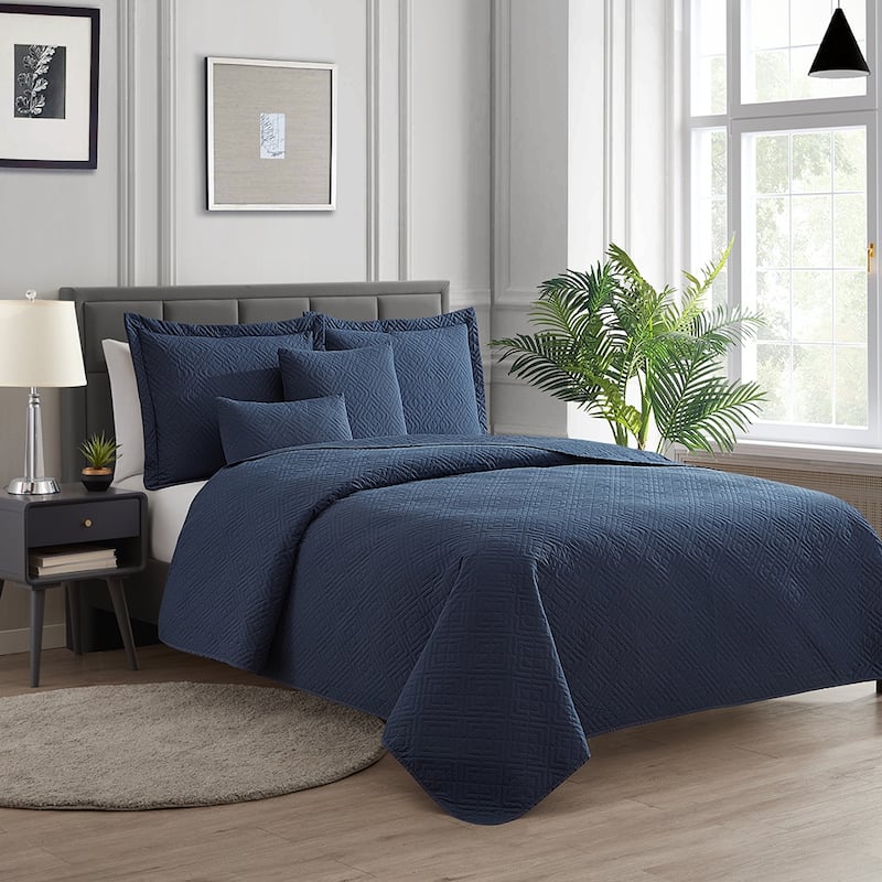 Clara Clark Bedspread Quilt Set - Embossed Pinsonic Lightweight Coverlet Set