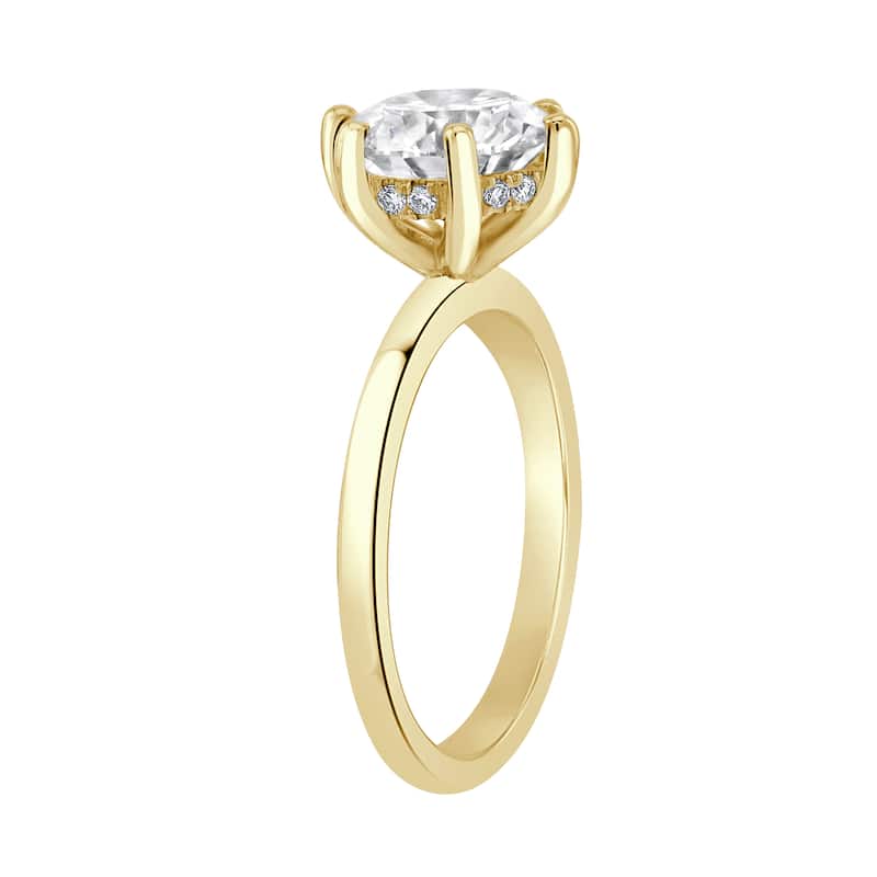 Auriya 14k Gold 7 1/6 ctw Lab grown 6-Prong Round Hidden Halo Diamond Engagement Ring (F-G VS)