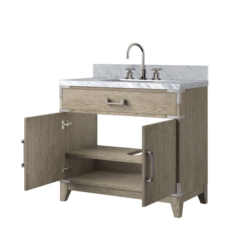 Laurel Bath Vanity Carrara Marble Top, Sink and Faucet