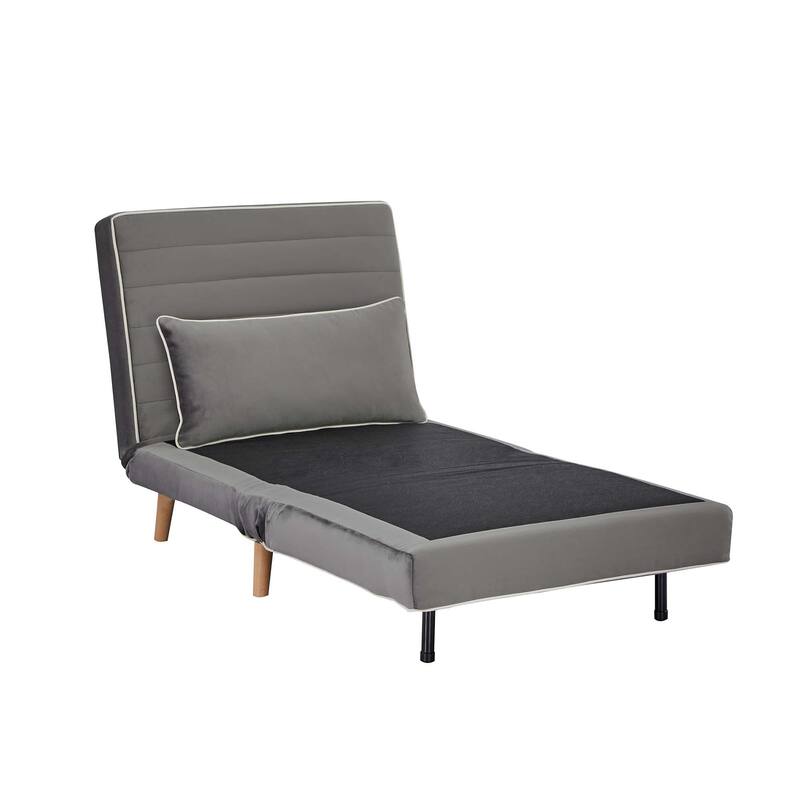 2-Piece Velvet Foldable Sleeper Sofa Chair, Sofa Bed with 3-Position Adjustable Backrest, Quick 10-Second Conversion