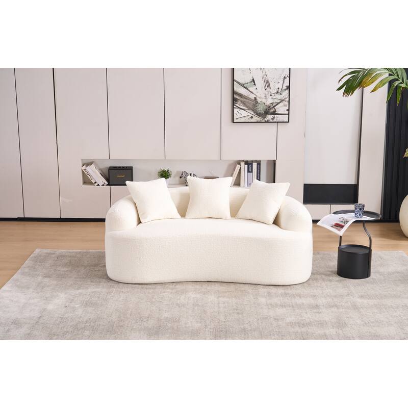 65" Classic 2-Seater Fabric Sofa with Memory Foam & 3 Pillows