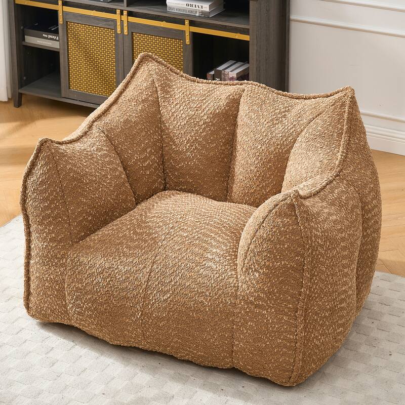 Modern Chenille Single Bean Bag Chair Square Lazy Sofa with Armrests for Living Room Bedroom Lounge
