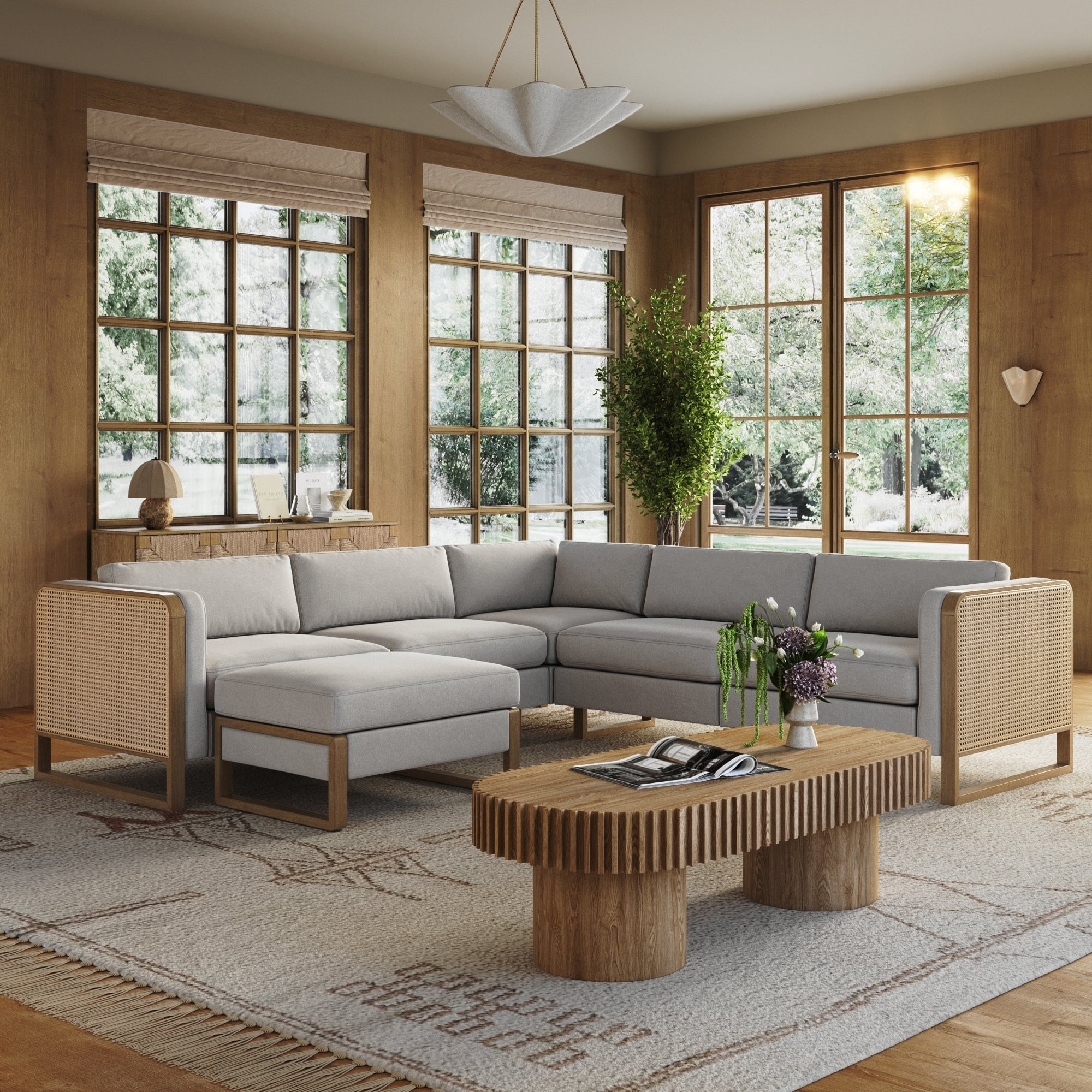 Madison Modern Upholstered Modular Sofa or Couch for Living Room with Solid Wood Legs