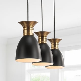 Edison Linear Metal LED Cluster Pendant, Black/Gold by JONATHAN Y