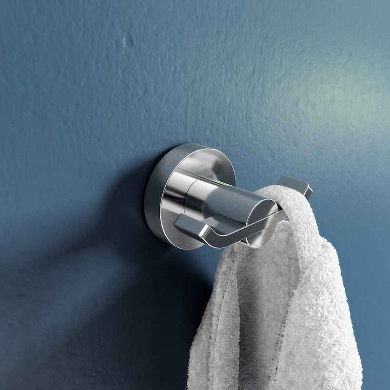 Croydex Metra Flexi-Fix Screw or Glue Double Bath Robe & Towel Hook in Chrome