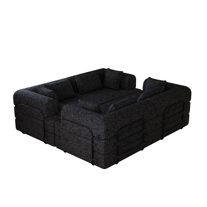 Anmytek Modern Chenille Convertible Sleeper Sofa 78.7" - 2PCS Folding Floor Couch