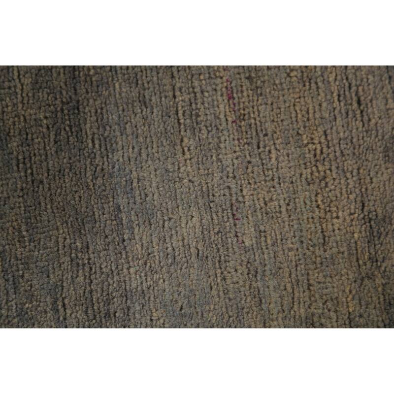 Gray & Beige Modern Gabbeh Oriental Area Rug Hand-Knotted Wool Carpet - 6'7" x 9'3"