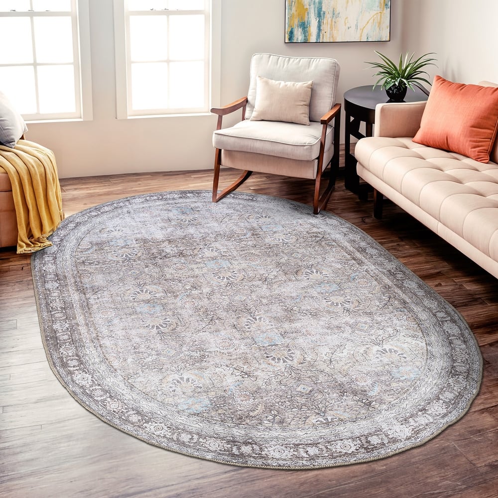 World Rug Gallery Vintage Inspired Machine Washable Non Slip Area Rug